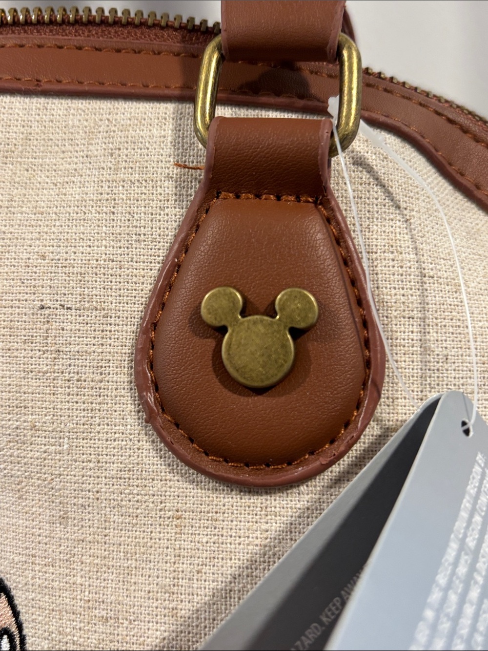 Disney Mickey Mouse Satchel Bag - Beige & Brown with Yellow Accent - Picture 6 of 7